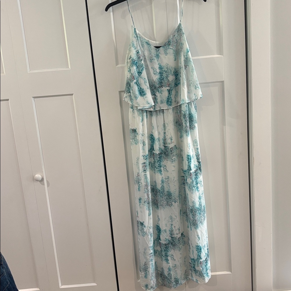 Maxi Dress blue/white with spaghetti straps 
Lined to knee
EUC - Picture 4 of 7
